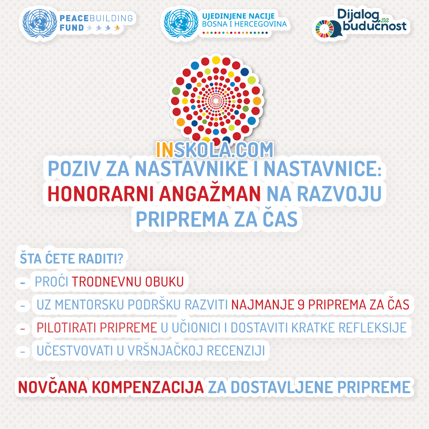 Poziv za nastavnike i nastavnice za angažman na razvoju priprema za časove