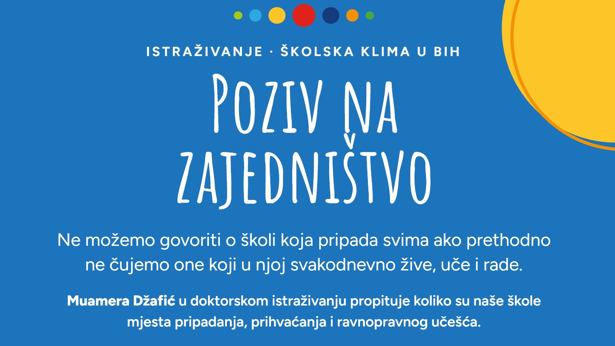 Poziv na zajedništvo: kakva je klima u našim školama?